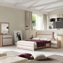 חדר שינה קומפלט מיטה זוגית כולל 2 שידות וקומודה ומראה ושידת מגירות דגם פירנצה  
