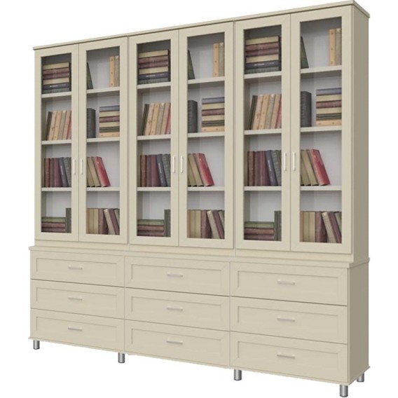 ספריית קודש מפוארת 6 דלתות ו 9 מגירות סנדוויץ דגם 2-DL+3M