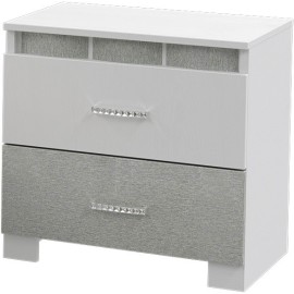 שידת לילה מעוטרת בקרניז 2 מגירות דגם תמר