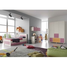 עוד עלחדר ילדים קומפלט דגם סופרבוי כולל מיטה כפולה ו 2 מגירות שולחן כתיבה 4 מגירות + כוורות וארון מעוצב