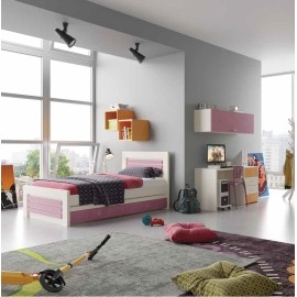 חדר ילדים קומפלט דגם סופרבוי כולל מיטה כפולה ו 2 מגירות שולחן כתיבה 4 מגירות + כוורות וארון מעוצב