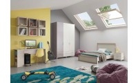 חדר ילדים קומפלט דגם גלי כולל מיטה ושולחן כתיבה + כווורת + שידה וארון מעוצב