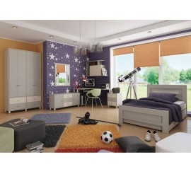חדר ילדים קומפלט דגם נתנאל כולל מיטה ומזנון + שולחן כתיבה + כווורת + שידה וארון בגדים מעוצב