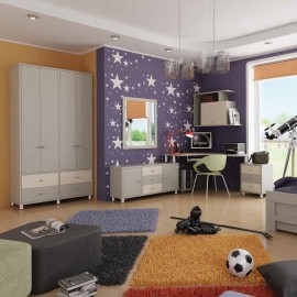 חדר ילדים קומפלט דגם נתנאל כולל מיטה ומזנון + שולחן כתיבה + כווורת + שידה וארון בגדים מעוצב