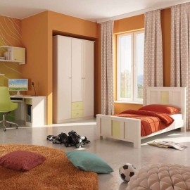 חדר ילדים קומפלט דגם דור כולל מיטה ומזנון + שולחן כתיבה + כווורת וארון בגדים מעוצב