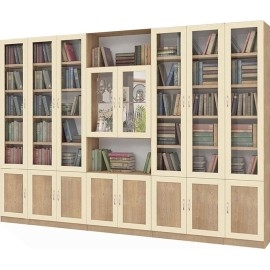 ספריית קודש סנדוויץ 8 דלתות כולל ויטרינה עם מראה דגם אבשלום