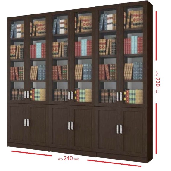 שרטוט לספריית קודש סנדוויץ' 6 דלתות דגם ירושלים צוקל