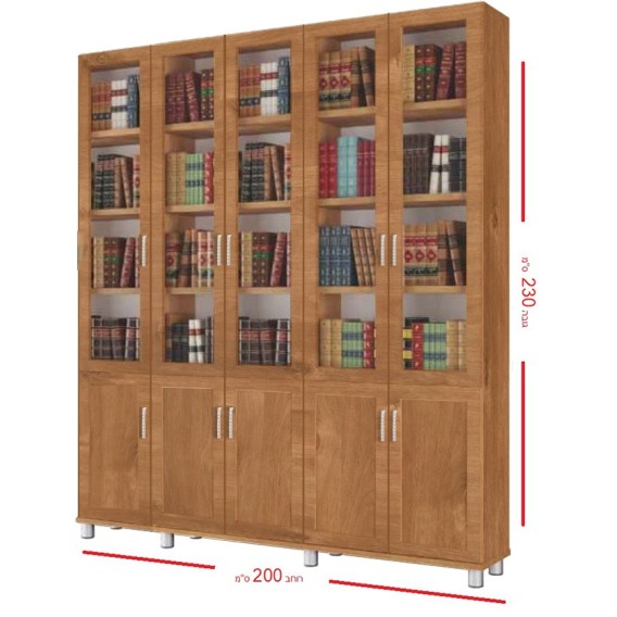 שרטוט לספריית קודש סנדוויץ' 5 דלתות דגם ירושלים במה