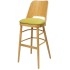 כסא בר מעץ בצבע אלון עם מושב מרופד דגם איתי