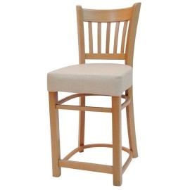 כסא בר מעץ עם מושב מרופד בסגנון עבה דגם ארז
