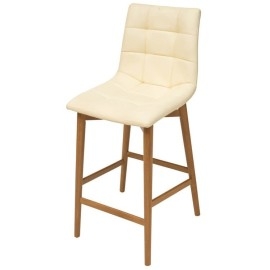 עוד עלכסא בר מעץ עם מושב מרופד דגם דניאל רגל קונוס