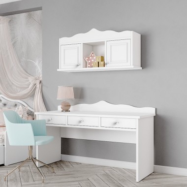 שולחן עבודה רחב וכוורת אחסון לתלייה  דגם רומי