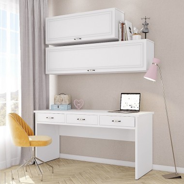 פינת עבודה 3 מגירות + כוורת לתליה דגם לורן