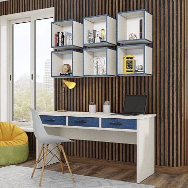 פינת עבודה 3 מגירות + כוורת לתליה דגם דוראל