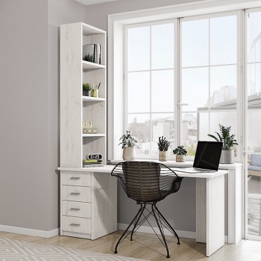 פינת עבודה 4 מגירות משולב עמודון דגם עידן