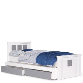 מיטת נוער כפולה + 2 מגירות אחסון עשויה סנדוויץ דגם רותם קוביות