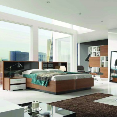 מיטה יהודית ראש מיטה ושידת לילה משולב זכוכית דגם פורטוגל