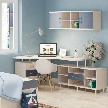 שולחן כתיבה פינתי בשילוב כוורת תליה + דידה רחבה דגם אלמוג