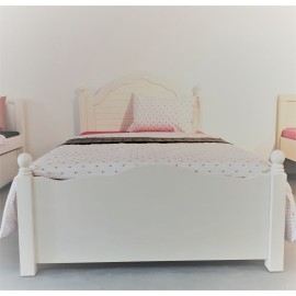 מיטה וחצי מעץ מלא בעיצוב מלכותי דגם פרובאנס
