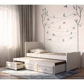 מיטת יחיד ילדים עץ מלא עם מיטת חבר ו3 מגירות דגם 516L