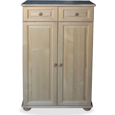 שידת נעליים מעץ מלא יוקרתית 2 מגירות ו2 דלתות צבע טבעי דגם Indra 22N