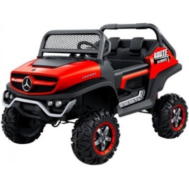 ג'יפ ממונע אדום 24V Mercedes חדש דגם UNIMOG 4X2