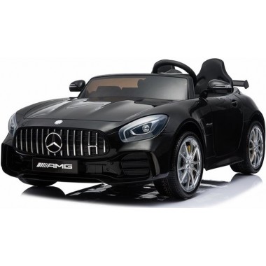 מרצדס ספורט בצבע שחור כולל שלט וגלגלי גומי אמיתיים 24 וולט מושב כפול