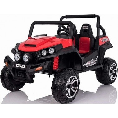 ג'יפ ממונע אדום 24V ענק משופר לילדים תואם POLARIS RZR/CAN AM גלגלי גומי