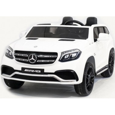 מרצדס ספורט בצבע לבן כולל שלט וגלגלי גומי אמיתיים 24 וולט מושב כפול