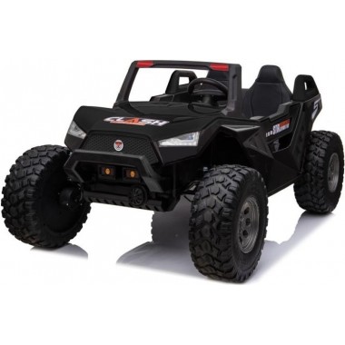 ג'יפ שטח בצבע שחור ממונע 4X4 שלט חכם וגלגלי גומי - 24 וולט הגדול ביותר בשוק כולל MP4