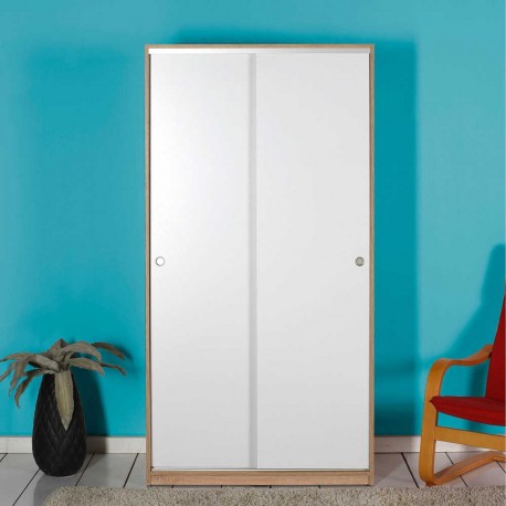 ארון הזזה לבן בשילוב מייפל דגם אלמוג