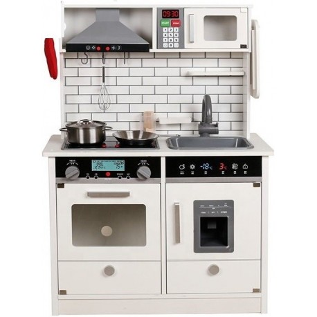 מטבח עץ מודרני לבן כולל תאורה ומוזיקה