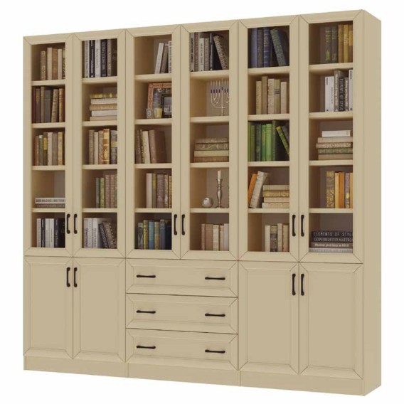 ספריית קודש סנדוויץ 6 דלתות ו 3 מגירות דגם נתנאל