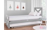 מיטת נוער היירזר כפולה עשויה מתכת משולב עץ דגם איקס משולב