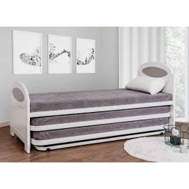 מיטת נוער היירזר כפולה עשויה מתכת משולב עץ דגם גלאקסי