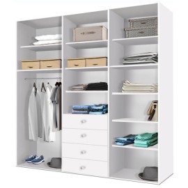 ארון בגדים 6 דלתות ו 4 מגירות דגם אור דלת חצויה