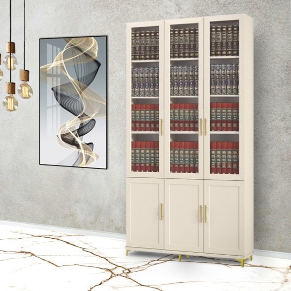 ספריית קודש סנדוויץ 3 דלתות זכוכית דגם שביט במה