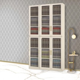 ספריית קודש 3 דלתות משולבות זכוכית סנדוויץ  דגם אוריה זכוכית לכל הדלתות