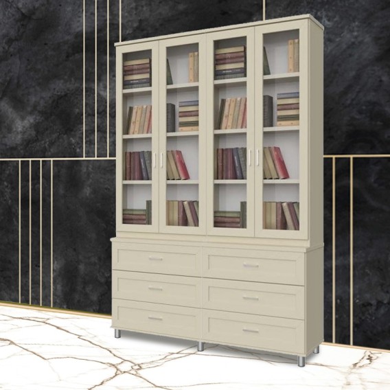 ספריית קודש מפוארת 4 דלתות ו 6 מגירות סנדוויץ דגם דוד