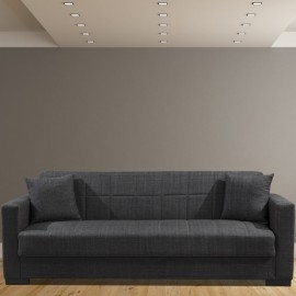 עוד עלספה תלת מושבית הופכת למיטה +2 כריות דגם נורית אפור כהה