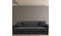 ספה תלת מושבית הופכת למיטה +2 כריות דגם נורית אפור כהה