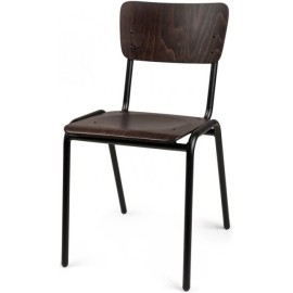 כסא ממתכת עם מושב עץ דגם שרתון עץ פורניר