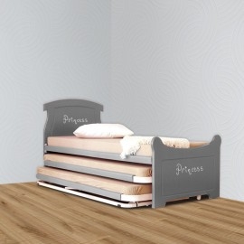 מיטת נוער היירייזר משולשת עשויה מתכת משולב עץ דגם פרינסס