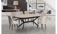 שולחן פינת אוכל מפואר אליפסה + 2 פתיחות + 6 כסאות דגם ליטל