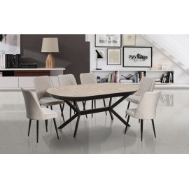 שולחן פינת אוכל מפואר עגול + 2 פתיחות + 6 כסאות דגם ליטל