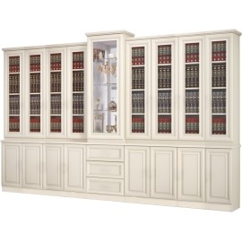 ספריית קודש סנדוויץ מפוארת 9 דלתות דגם נריה כולל ויטרינה עם מראה ומדפי זכוכית