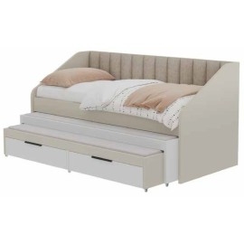 מיטת נוער כפולה עם גב מיטה מרופד + 2 מגירות דגם פיאנו