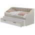 מיטת נוער כפולה עם גב מיטה מרופד + 2 מגירות דגם פיאנו