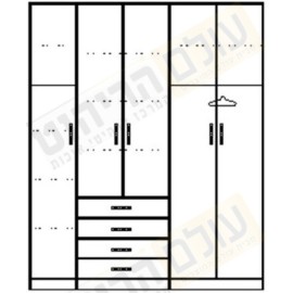ארון בגדים חריטה 5 דלתות עם 4 מגירות דגם 621-1 ר.א ריהוט