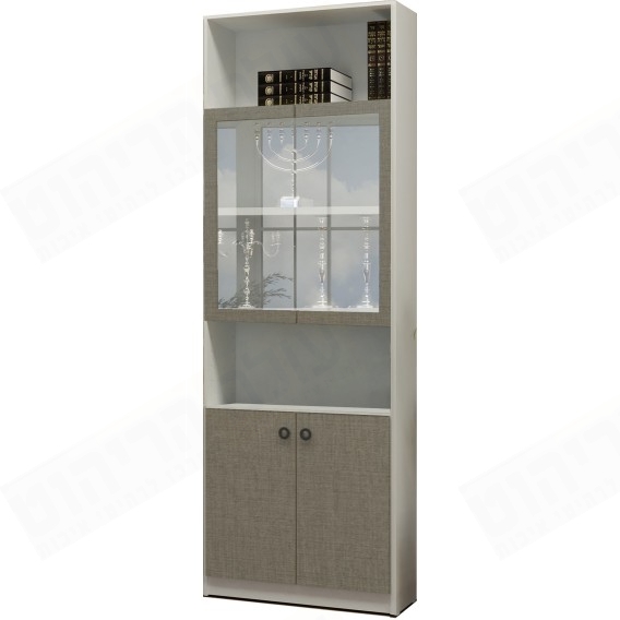 ספריית קודש סנדוויץ 3 דלתות תחתונות עם דלת זכוכית חצויה באמצע דגם טבריה